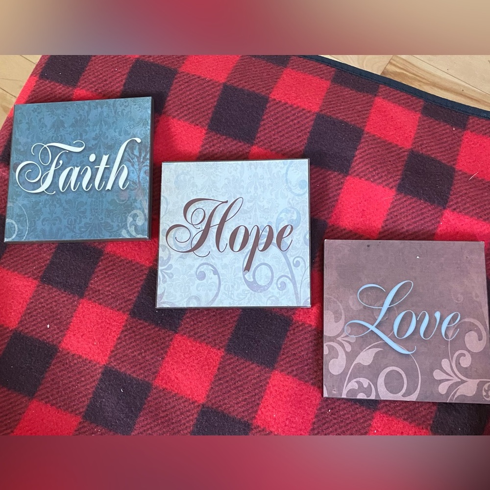 Faith Hope Love wall plaques - set of 3